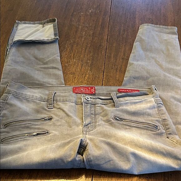 Lucky Brand Women's Charlie Super Skinny Gray Jeans with Zippers. Sz 10 EUC - Picture 5 of 12
